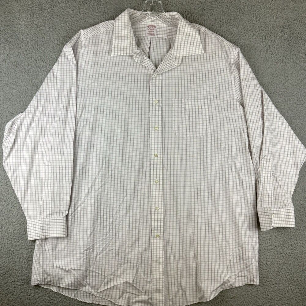 Brooks Brothers 19 - 35 Madison Button Down Dress Shirt Non Iron Check (Stains)